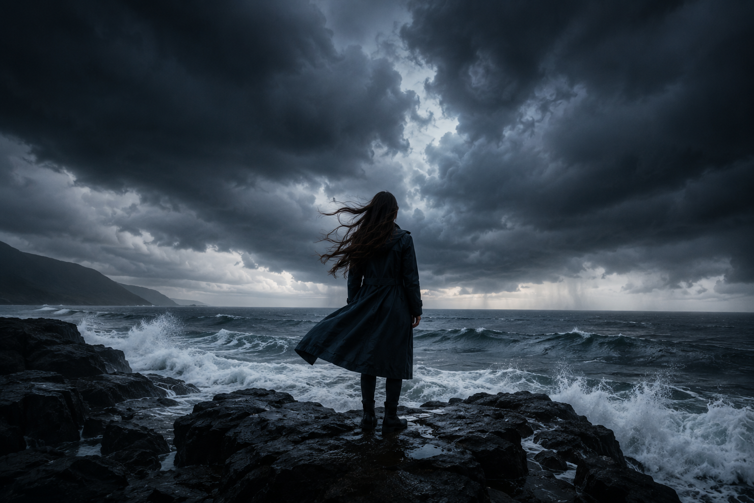 A solitary figure standing with strength after a storm